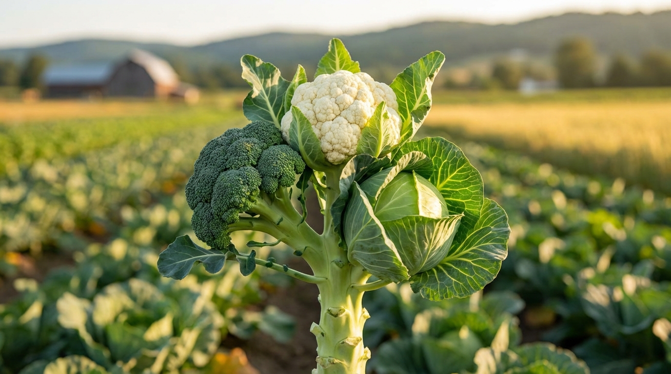 cauliflower, broccoli and cabbage are varieties